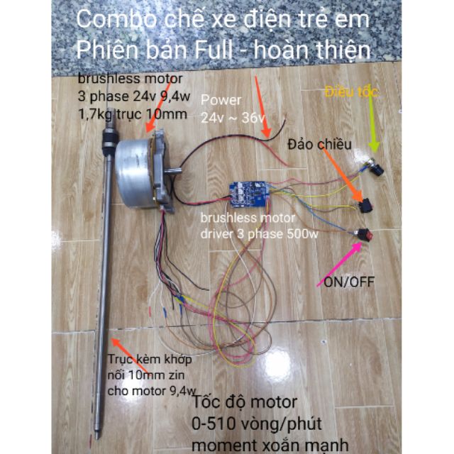 Xe điện trẻ em DIY Combo Full với Driver 500w