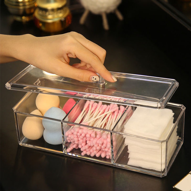 Hộp Lưu Trữ Acrylic Hộp Lưu Trữ Bông / Bông Tăm Bông Hộp Lưu Trữ Trên Máy Tính để Bàn Hộp Lưu Trữ Dụng Cụ Làm đẹp