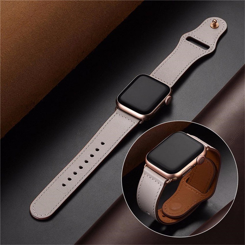 Dây đeo đồng hồ thông minh da thật 38/ 42/ 40/ 44mm thích hợp cho Apple Watch 6 SE 5 4 3 2 1