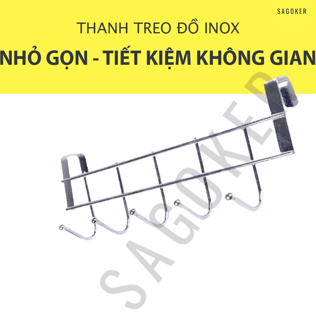 Thanh treo đồ sau cánh cửa 5 móc inox SAGOKER, mã SG_MOC_DO