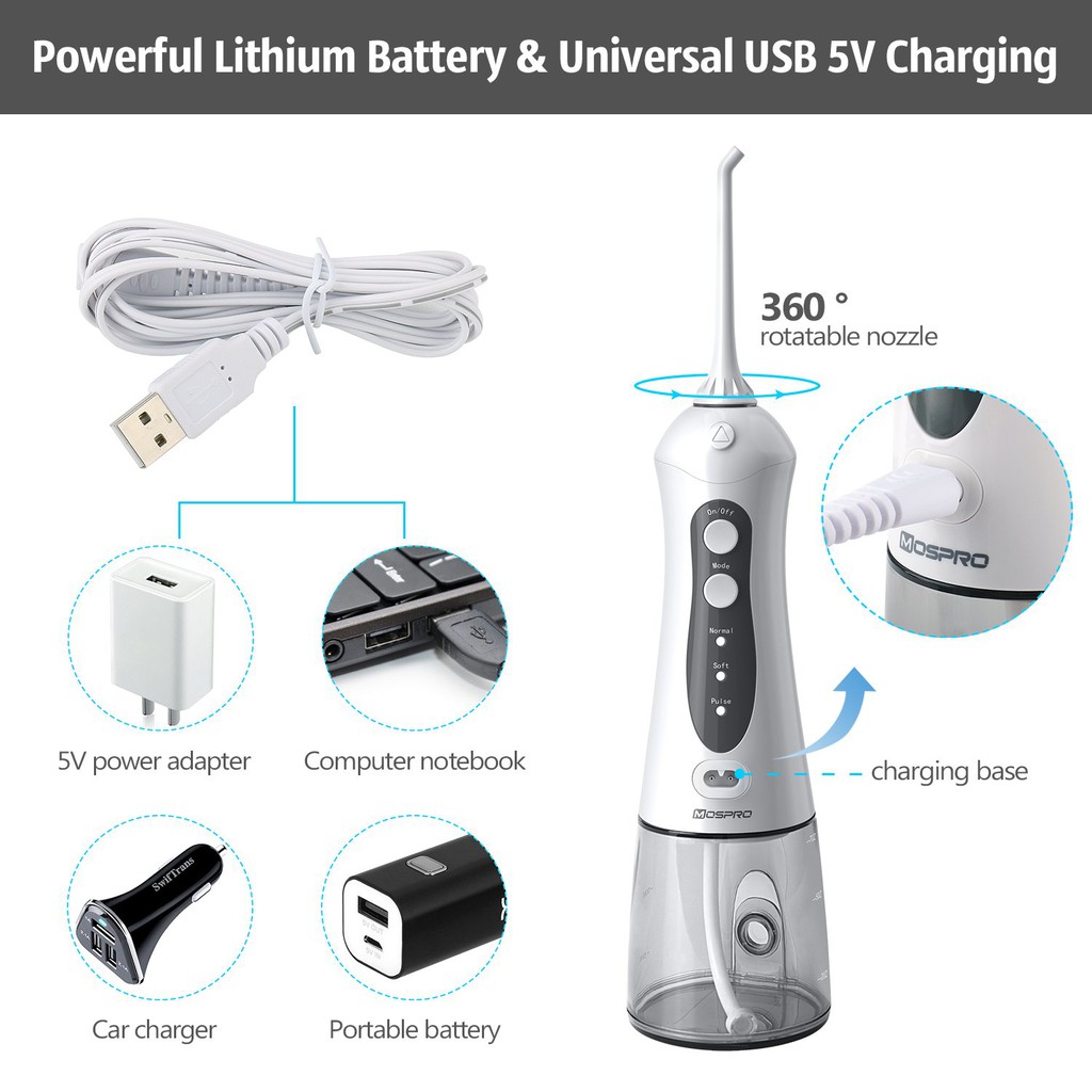 Máy Tăm Nước Cầm Tay MOSPRO | Water Flosser Professional Cordless | Best Seller trên Amazon