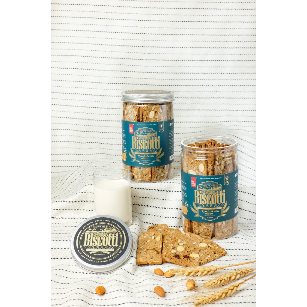 Bánh BISCOTTI Gạch Đỏ 250g - Bánh Ăn Kiêng, Giảm Cân, Dành Cho Người Tiểu Đường