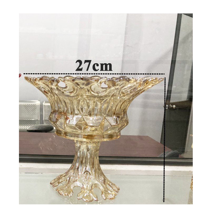 Tô chân tiệp lớn hàng cao cấp Elegant, tô dĩa thủy tinh có chân lớn đường kính 27cm và cao 24cm