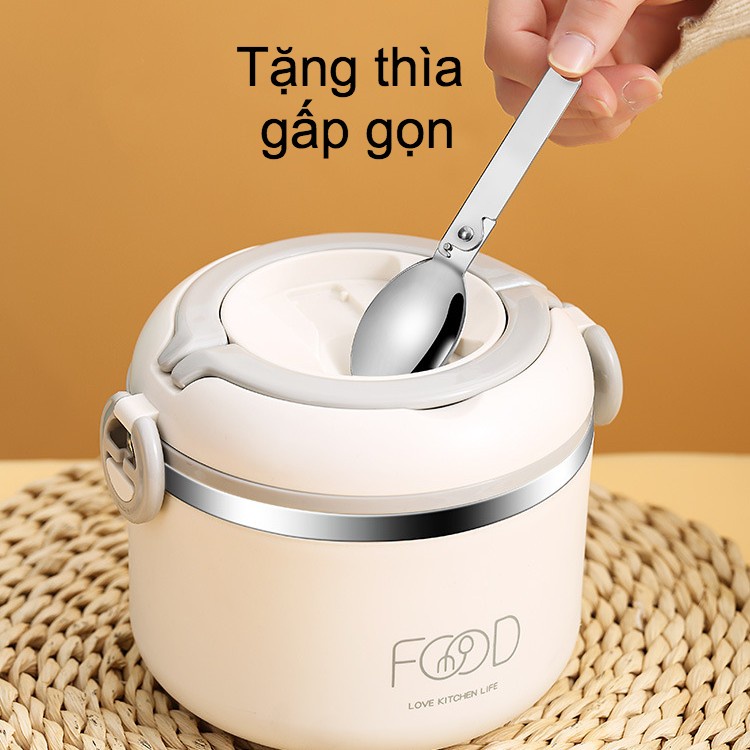 Cặp lồng. cà mên, hộp đựng cơm FOOD ruột inox 304 giữ nhiệt lên đến 6h , dung tích 1080ml