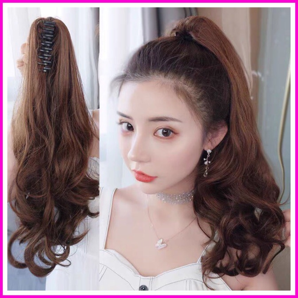 Tóc giả nữ ngoạm ngoặm xoăn siêu hót chất tóc sợi nhân tạo