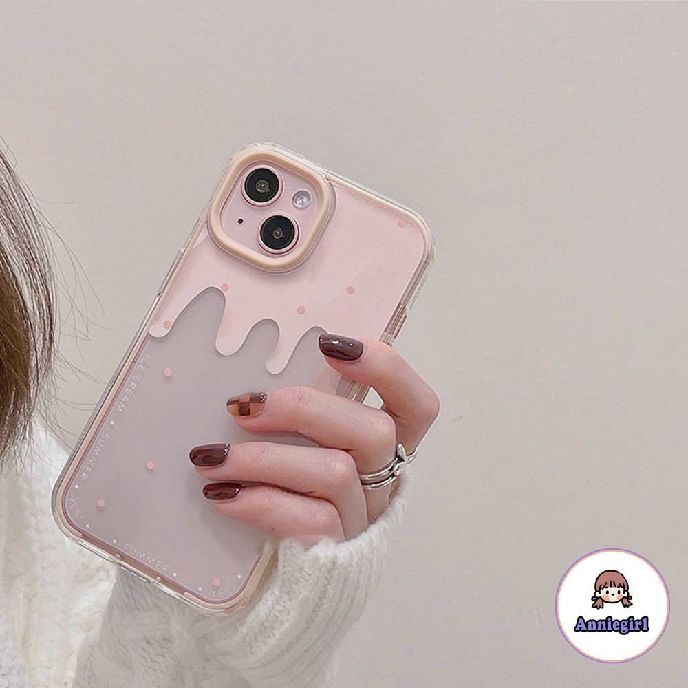 Ốp điện thoại TPU mỏng chống sốc mềm họa tiết kem hồng tan chảy thích hợp cho iPhone 14 13 12 11 Pro Max X Xs Max XR 8 7 Plus