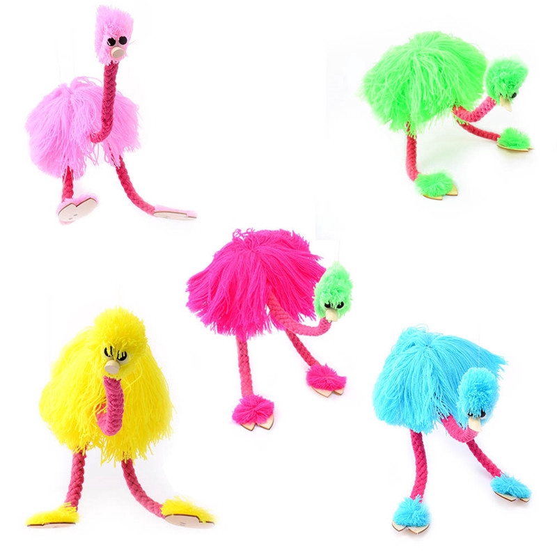 5Pcs Animal Wool Rope Ostrich Bird Hand Puppet Marionette Muppet Doll Toy