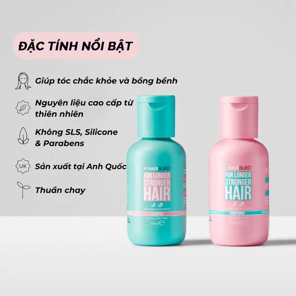 COMBO GỘI XẢ KÍCH THÍCH TÓC MỌC NHANH HAIRBURST 60ML/ CHAI