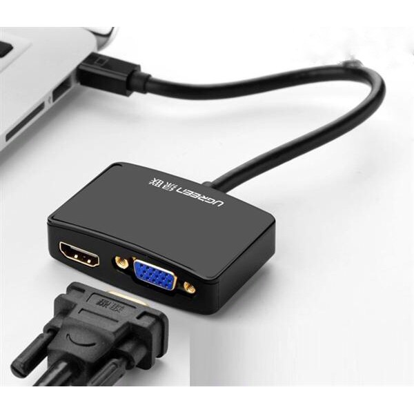 Cáp Chuyển Mini Displayport To HDMI Và VGA UGREEN 10439 - Thunderbolt To HDMI + VGA Hàng Chính Hãng