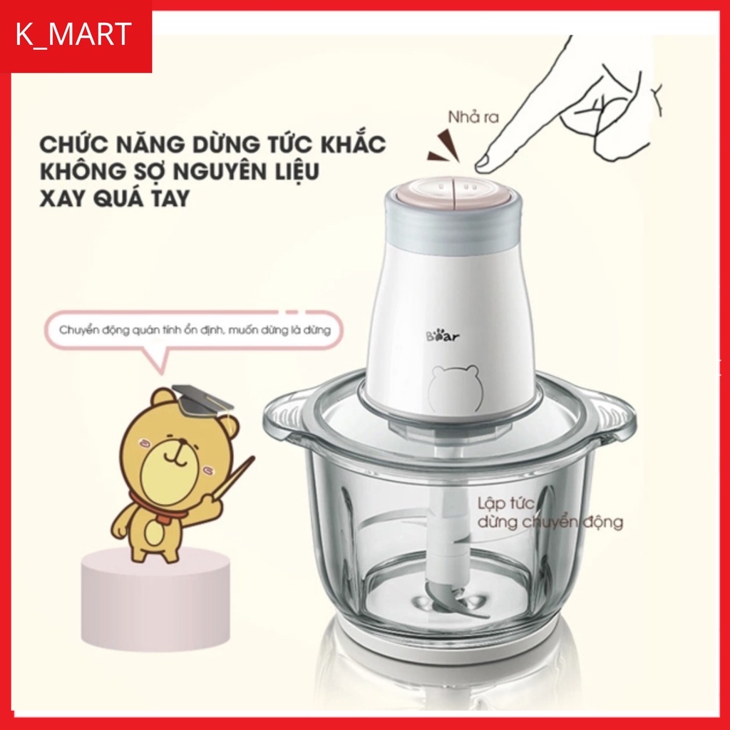 Máy xay thịt bear. Máy xay chả giò đa năng 4 lưỡi dao, cối thủy tinh [ K_MART Siêu thị tiện ích gia đình ]