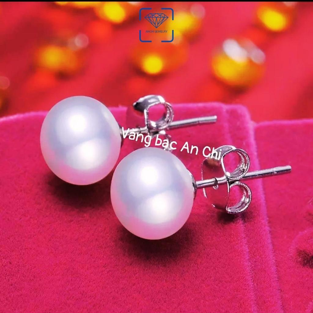 Bông tai nụ trai nhỏ 6mm màu trắng / hồng / tím / đen, xà cừ dày, độ bóng 4A, chốt bạc 925 - Anchi jewelry