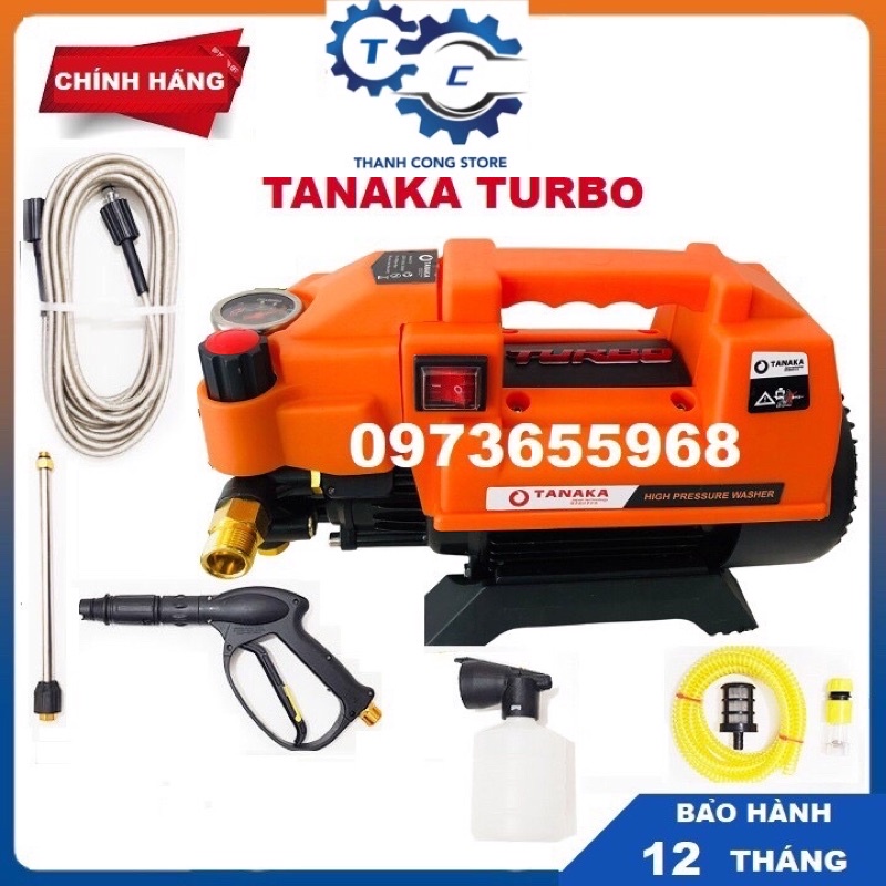 Máy rửa xe TANAKA TURBO áp lực cao  công suất 2500w  Tặng bình xịt tuyết Hàng chính hãng  dây áp