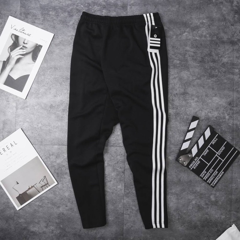 Quần thể thao nam 3 sọc, quần dài nam viền 2 màu trắng đen thể thao Thời Trang Ullzang Unisex Nam Nữ