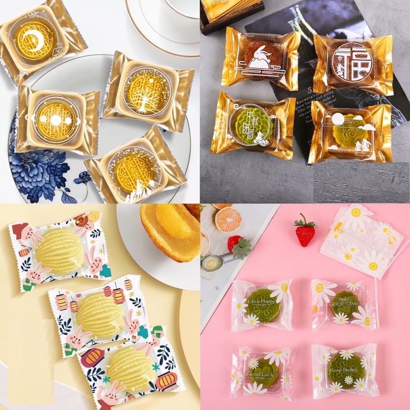 [Mẫu Mới] 50 Khay Và Túi Đựng Bánh Trung Thu 50G - 125G