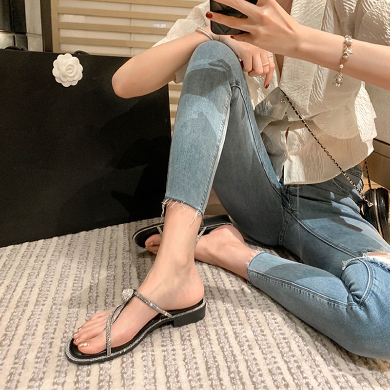 Dép Sandal Đính Đá Thời Trang Mùa Hè ins2022 Cho Nữ