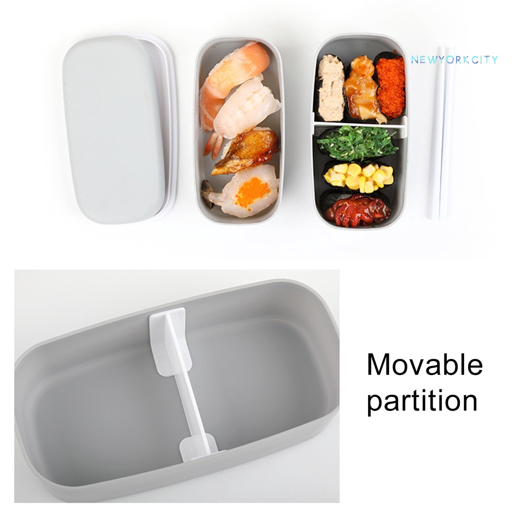 Hộp Đựng Cơm Trưa 2 Tầng Bằng Nhựa Pp Có Thể Dùng Trong Lò Vi Sóng Kèm Đũa