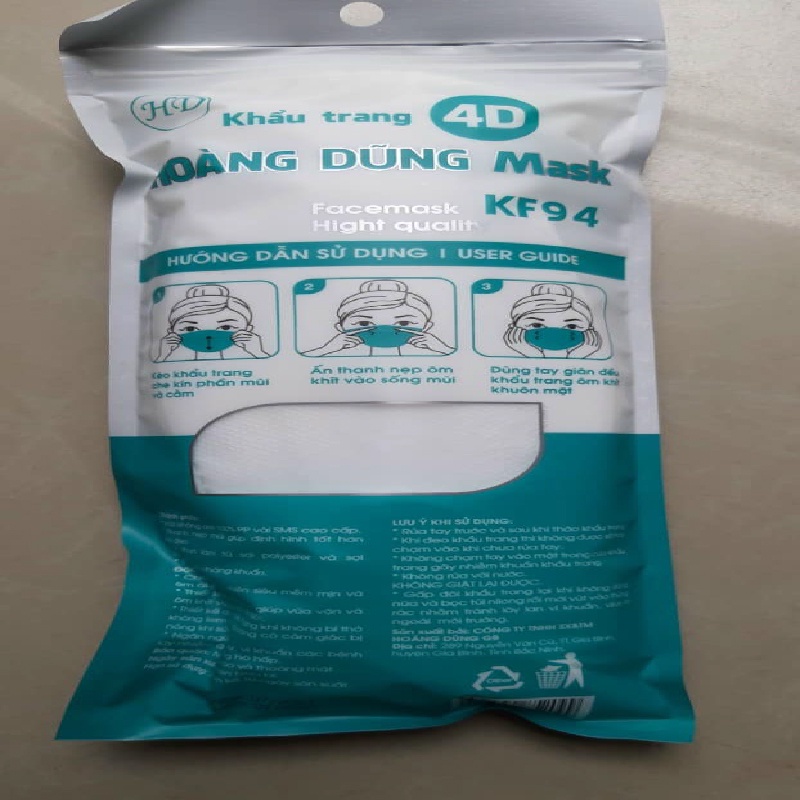 ( 50 Chiếc) Khẩu Trang 4D KF94 Hàn Quốc Chống Bụi Mịn Và Kháng Khuẩn( Hoàng Dũng)