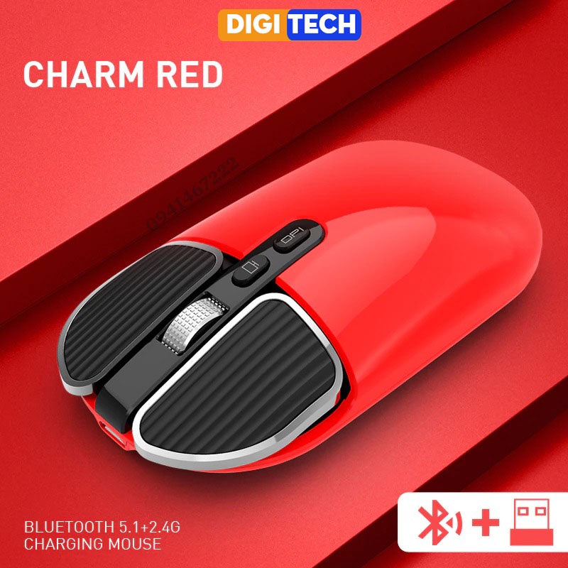 Chuột không dây thông minh M203 chế độ kép bluetooth+ 2.4ghz cho điện thoại, máy tính bảng, PC, pin sạc, nhiều chức năng