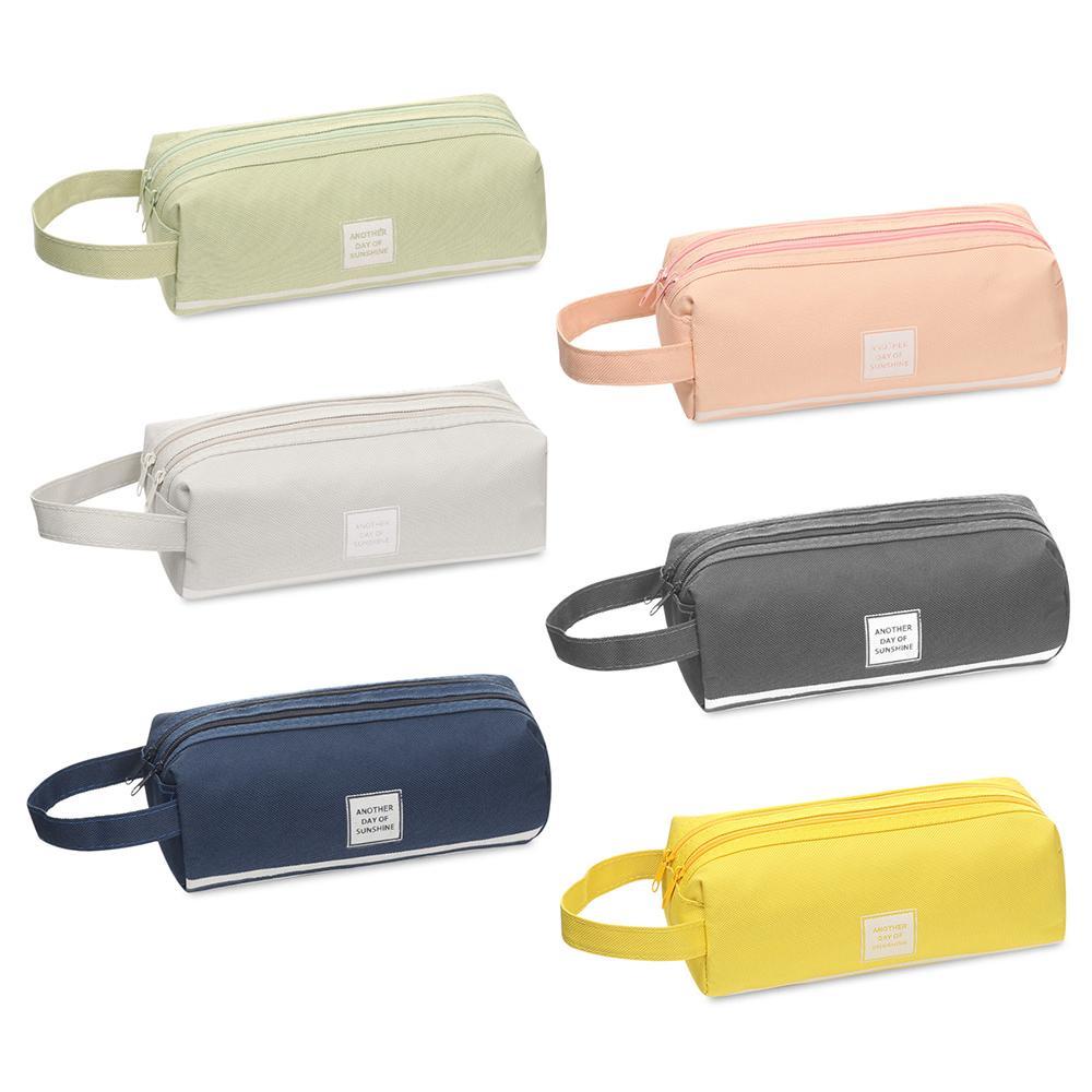 CHOOKEY Túi Đựng Bút Bằng Vải Hai Ngăn Có Khóa Kéo Sức Chứa Lớn