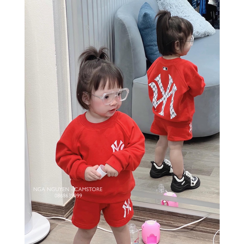 Set áo sweater quần cộc logo basic cho bé, bộ quần áo trẻ em unisex,Kid_genZ