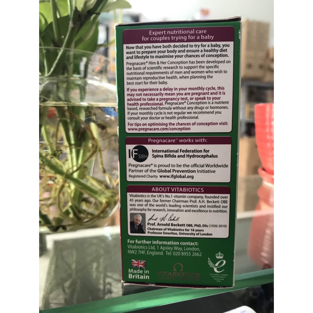 Viên uống hỗ trợ thu thai Pregnacare Him&amp;Her hộp 60 viên