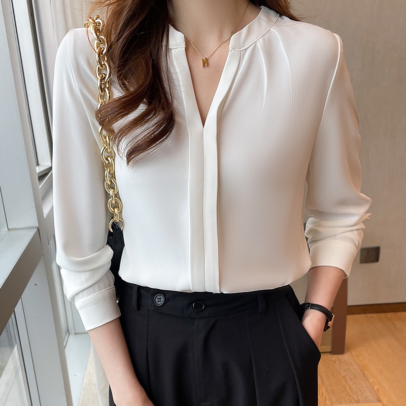 Áo sơ mi nữ cổ tàu vải mịn đẹp, Sơ mi nữ công sở S08