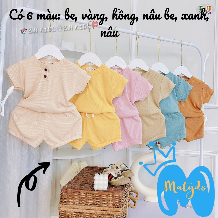 Bộ quần áo bé trai bé gái cộc tay cotton tăm cúc mềm mịn thấm hút mồ hôi cho trẻ 5-15kg
