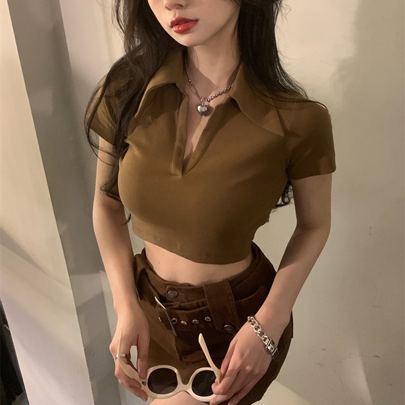 Áo Thun Tay Ngắn Cổ Chữ V Thời Trang Mùa Hè Dễ Phối Đồ Cho Nữ