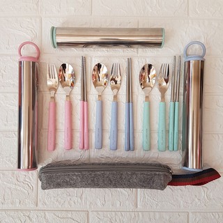 HCM -Set 5 món Ống inox 304 đựng muỗng đũa nĩa inox lúa mì hàng cao cấp và túi vài đựng ống