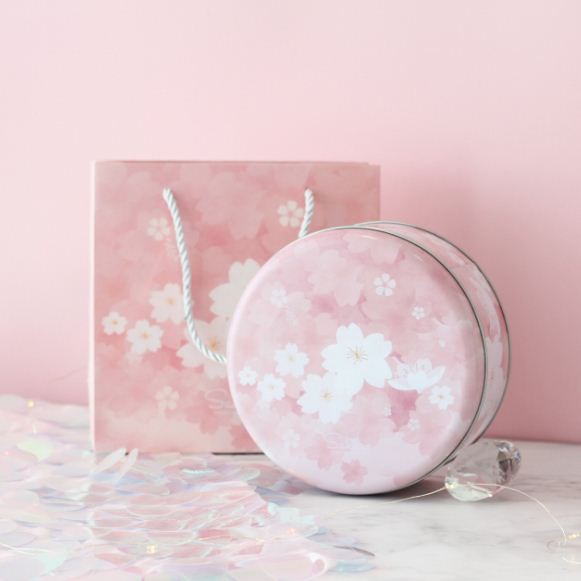 Hộp thiếc tròn đựng bánh loại 17cm kèm túi