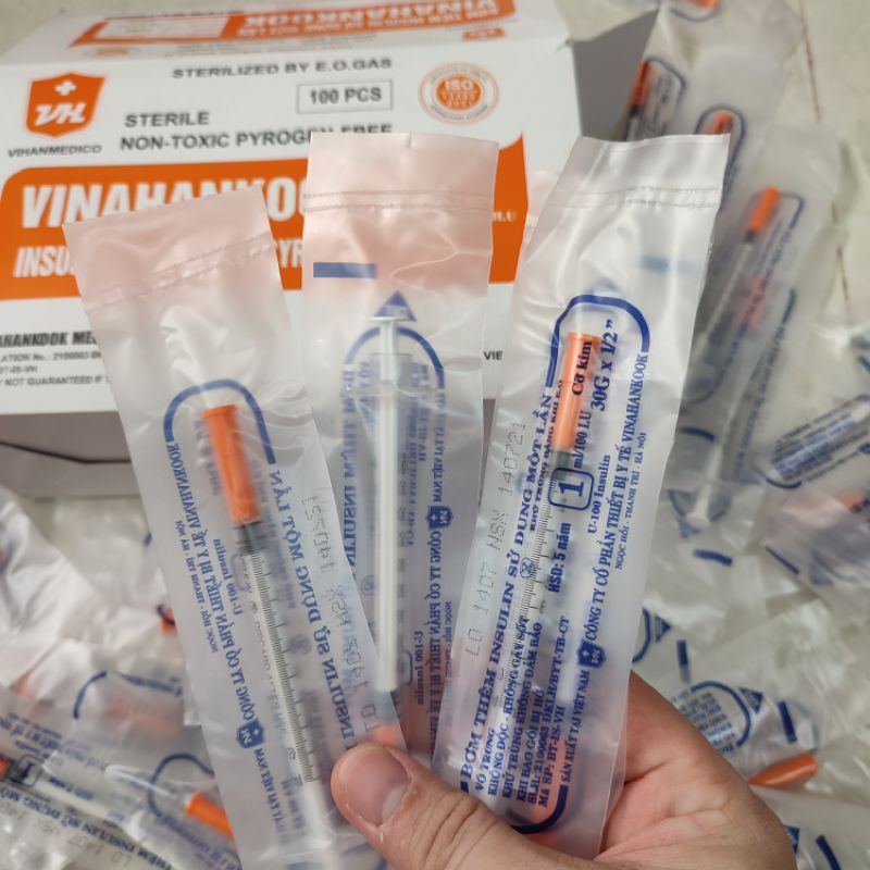 (Q1-HCM) (10 Cây) Kim Tiêm Insulin Sử Dụng Một Lần Vinahankook - Kim Tiêm Tiểu Đường 1cc - Dùng Trong Thẩm Mỹ Spa