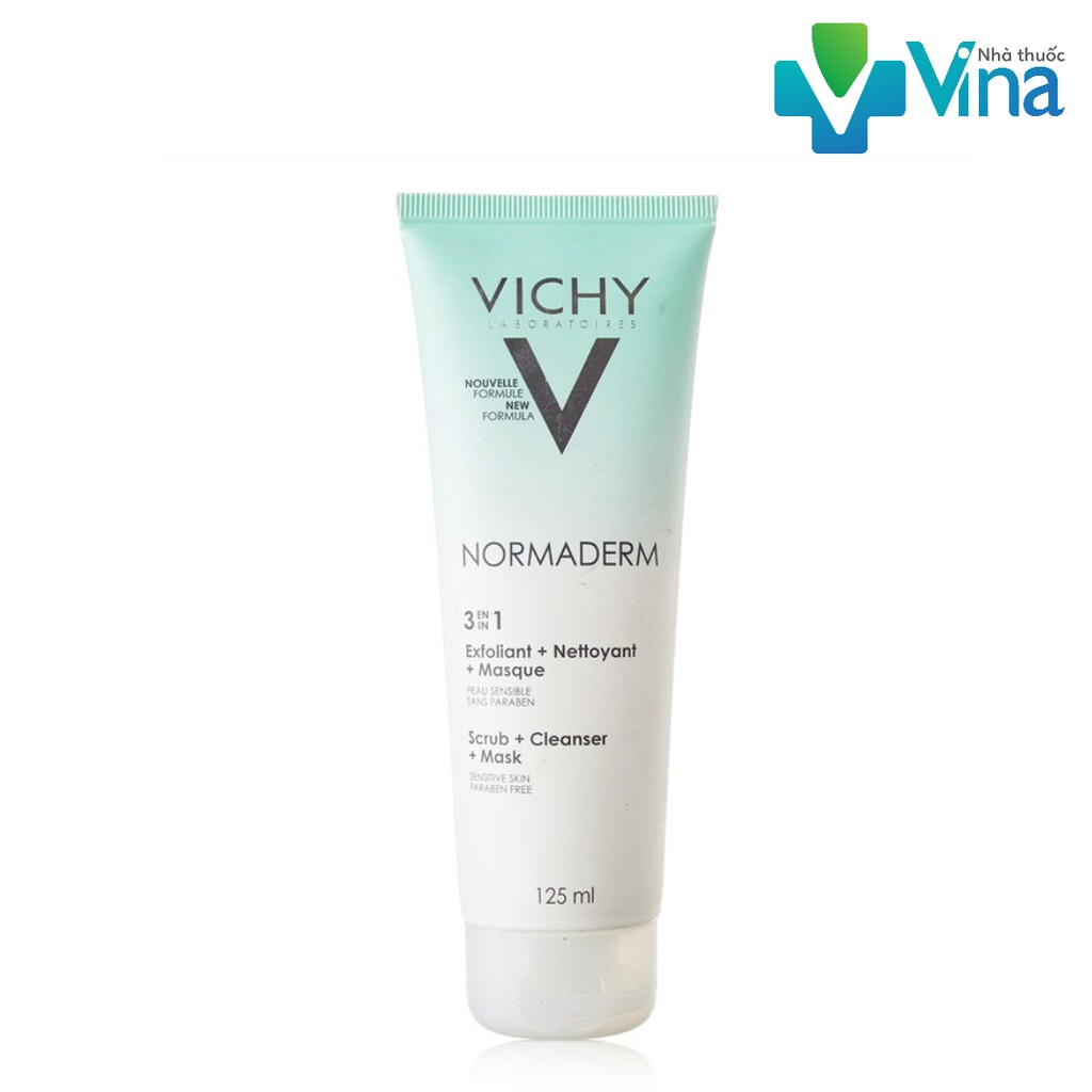 Vichy Kem Tẩy Tế Bào Chết 3 Tác Dụng Normaderm 3 in 1 Scrub + Cleanser + Mask 125ml