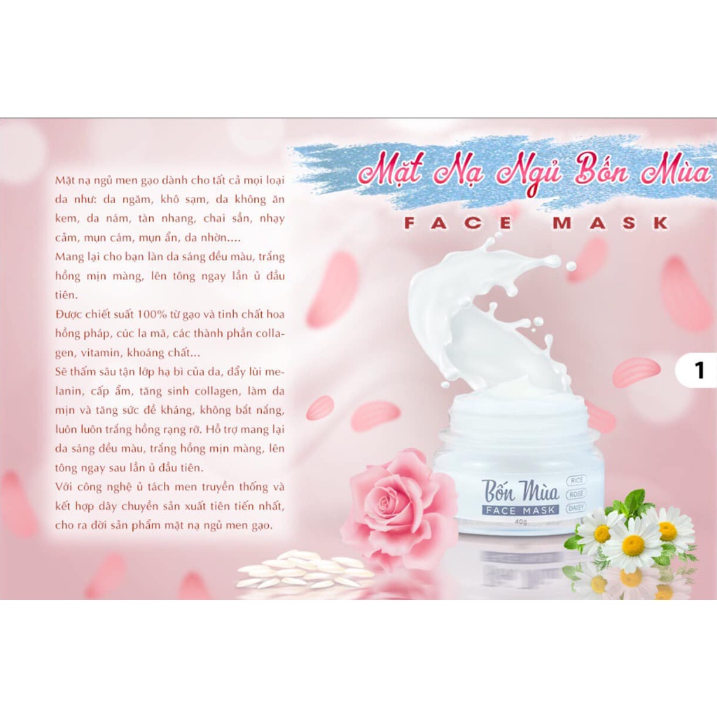 Mặt Nạ Ủ Trắng Da Face Mask Bốn Mùa 40 gram