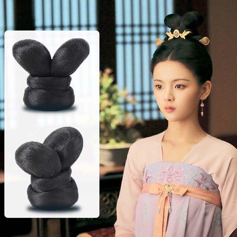 Búi Tóc Giả Bằng Sợi Tổng Hợp Màu Đen Tự Nhiên Phong Cách Trung Hoa