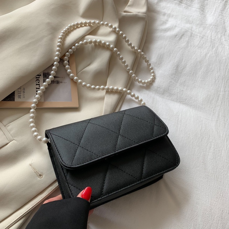 Túi đeo chéo IELGY màu trơn họa tiết đường may hình thoi đơn giản thời trang cổ điển dành cho nữ