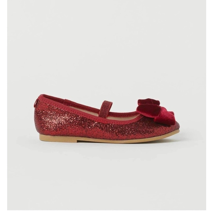 Giầy búp bê nhũ đỏ hm cho bé gái size chân từ 14-20,6cm