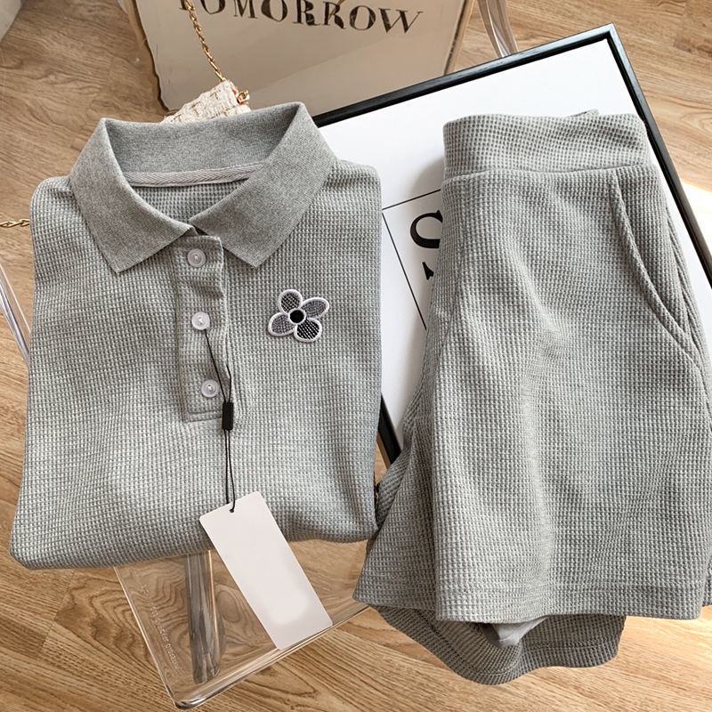 Summer suit women 2022 new large size fat mm thin short-sleeved t-shirt wide-leg shorts leisure sports two-piece set