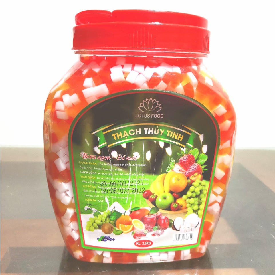 [chỉ giao HỎA TỐC tp.hcm] hộp THẠCH TRÁI CÂY 3 màu - Lotus food - hộp 2.5 kg