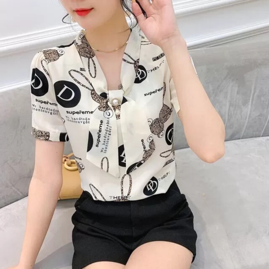 👩‍❤️‍💋‍👨🍂ÁO CỔ NƠ NỮ NÚT NGỌC TRAI TAY NGẮN LỤA 👩‍❤️‍💋‍👨🍂☘🌸