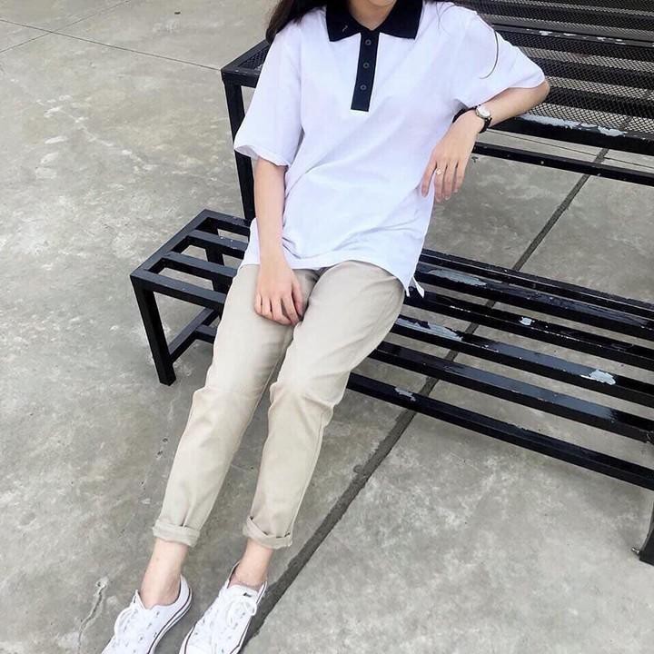 Quần baggy kaki nam nữ Unisex sắn gấu phong cách Hàn Quốc