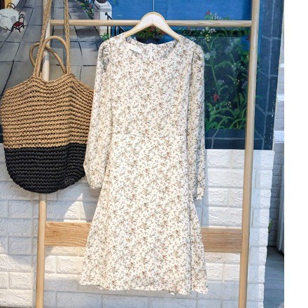 [Ảnh thật/Video] Váy hoa nhí -cỏ vintage dáng dài 2 lớp, thắt nơ eo | BigBuy360 - bigbuy360.vn