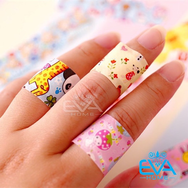 Combo 100 Miếng Băng Keo Cá Nhân Hoạ Tiết Hoạt Hình Trong Suốt Và Màu Cute Bandages