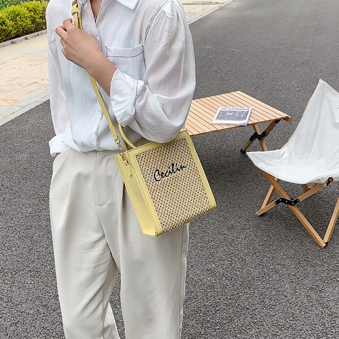 Túi xách nữ đeo chéo da phối cói Cecilin