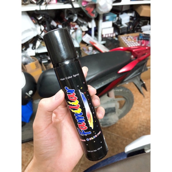 Gôm xịt màu tạm thời/ KEO XỊT TÓC TẠM THỜI Familiar MÀU XÁM KHÓI 100ml-Gội là hết