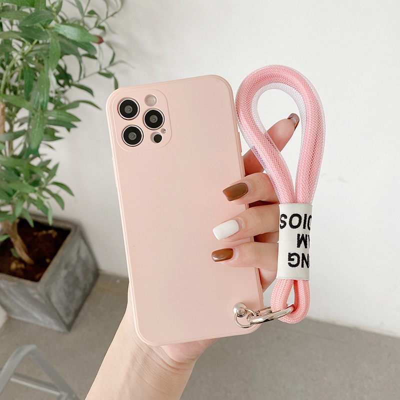 Ốp Điện Thoại Silicon Có Dây Đeo Màu Kẹo Cho iPhone 6 6S 7 8 SE 2020 X XS XR XsMax 11 12 13 Pro 11 12 13 Pro Max
