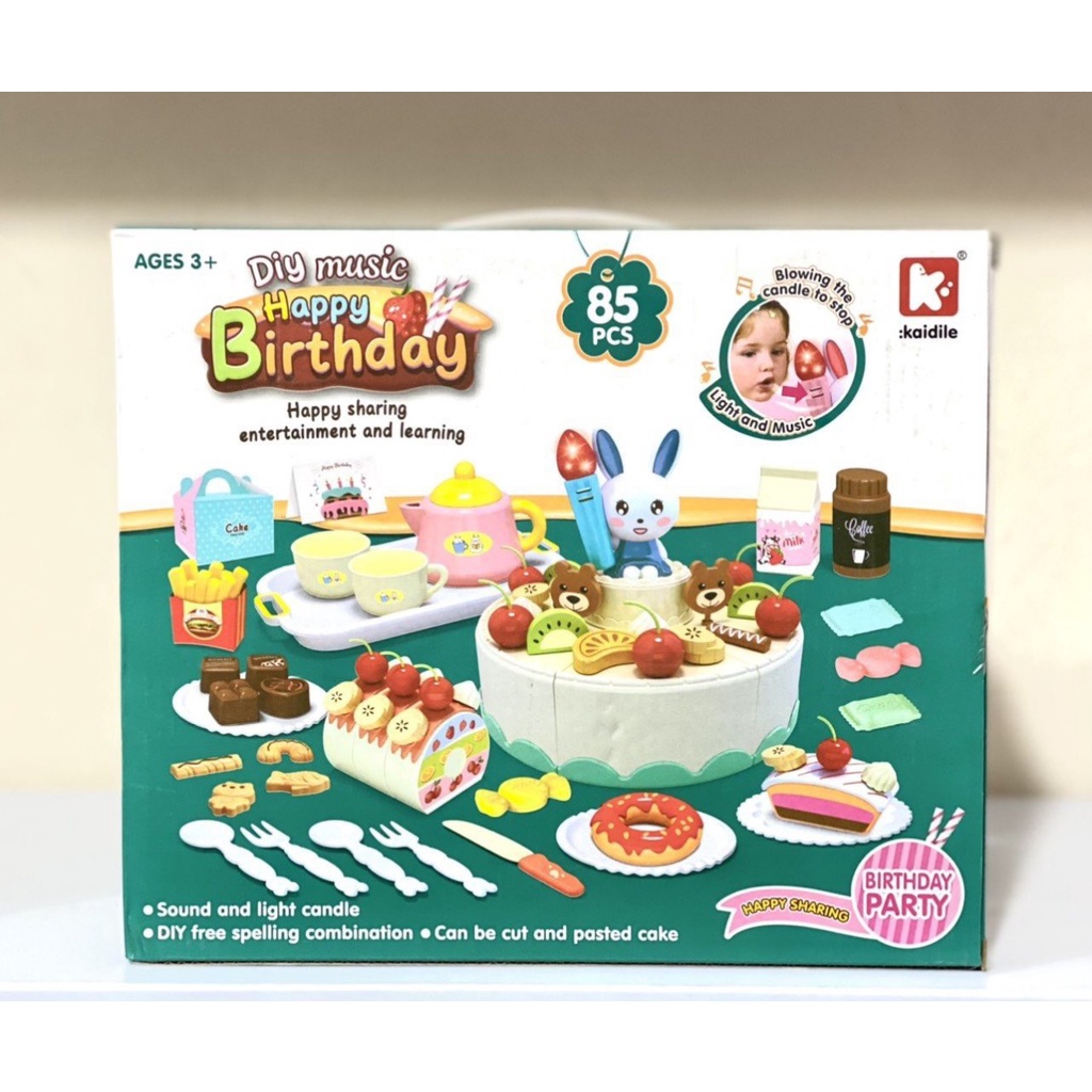 Đồ chơi cắt bánh sinh nhật 85 chi tiết có đèn và nhạc  loại 1 cao cấp