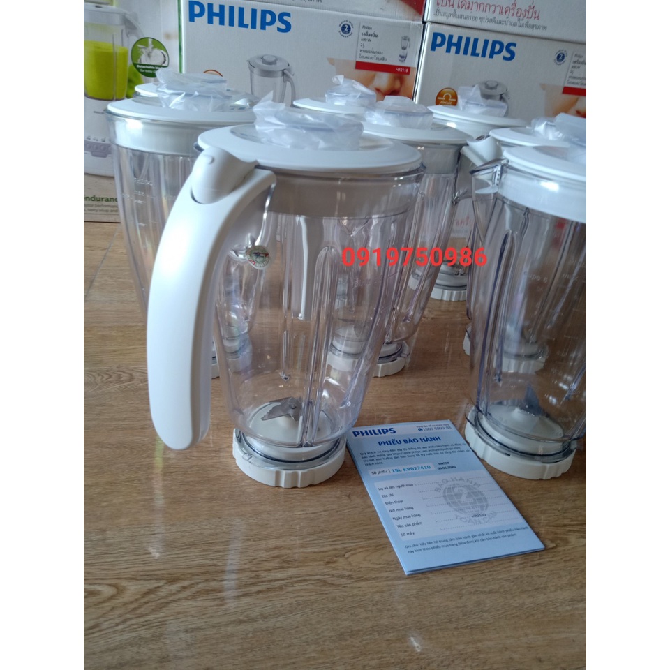 Tặng 1 lưới lọc - Bộ dao và cối sinh tố máy xay philips chính hãng HR2115/HR2118