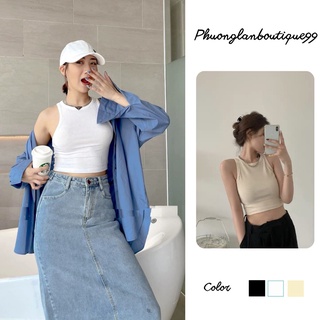 Áo Ba Lỗ Croptop Thun Tăm PHULA Nữ [FREESHIP] 🌸 Phông body dáng ôm trơn màu ĐEN | TRẮNG Ulzzang 🌸