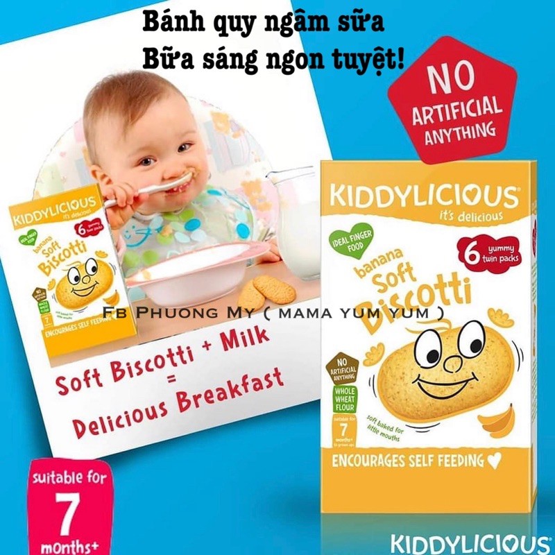 Date 10,12/2022 Bánh ăn dặm bích quy nướng mềm Kiddylicious Biscotti cho bé 7 tháng của Anh