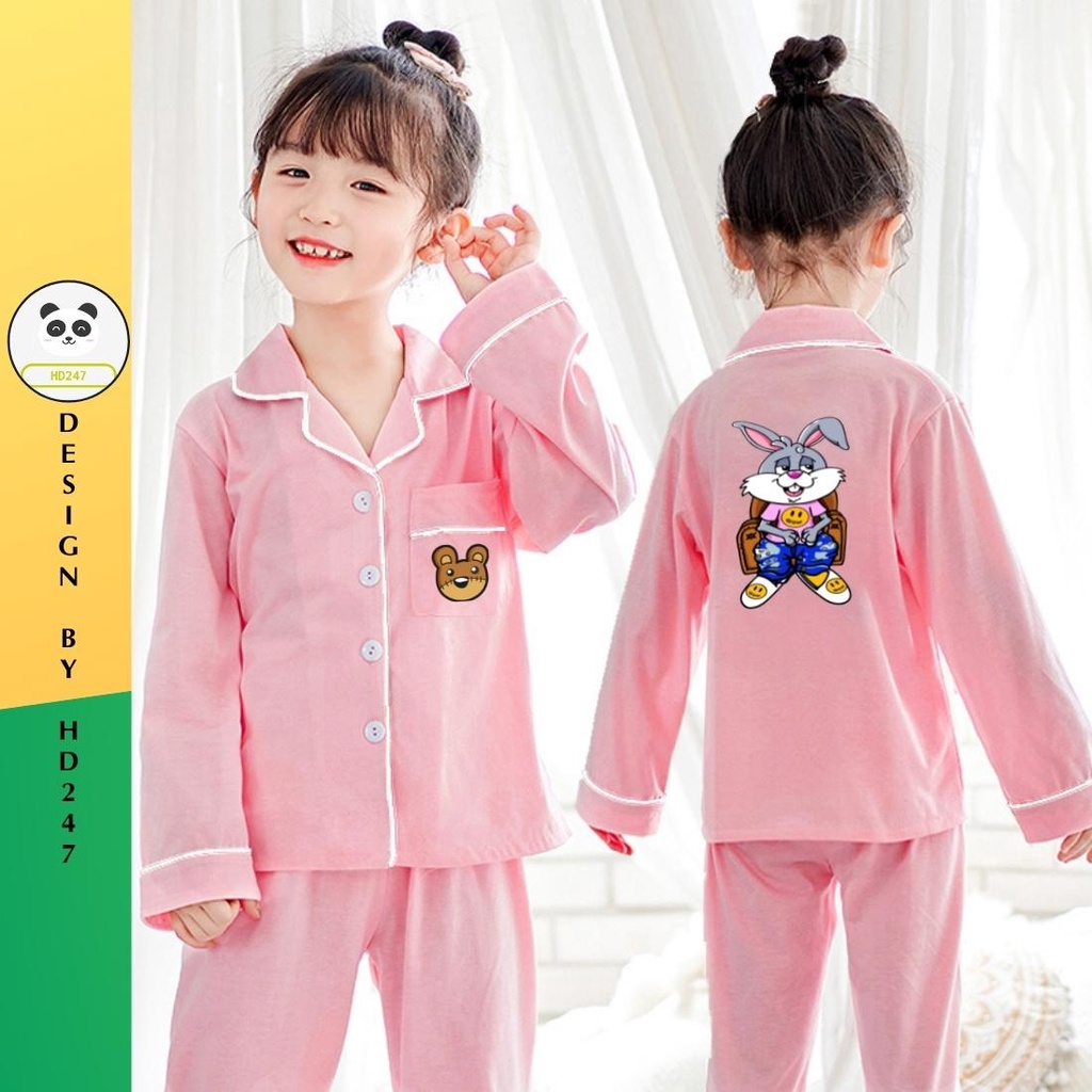 Bộ đồ ngủ pijama bé gái set quần áo trẻ em in hình mặc nhà kate size đại HD247 0328